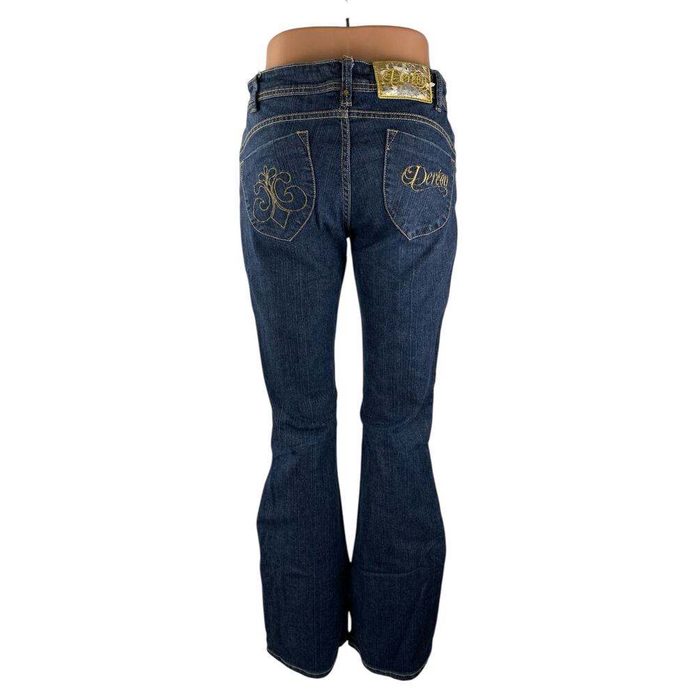 Dereon Womens Dark Blue Mid Rise Bell Bottom Bootcut Flare Denim Jeans Pants 5/6 - Picture 3 of 5